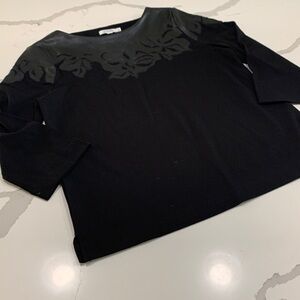 Chico‘s Faux mixed leather all stretch top